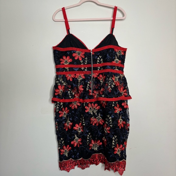 Lulu's Red and Black Floral embroidered Mini Dress - Picture 3 of 7